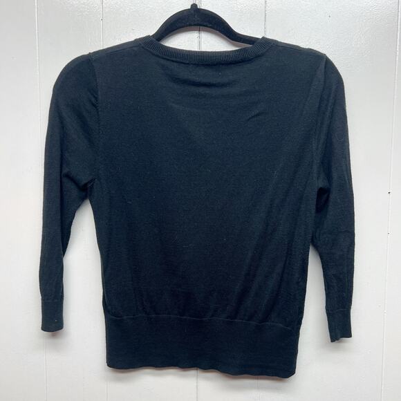 Monsoon Cashmere Blend Button Front 3/4 Sleeve Women's Black Cardigan Size 6 - Picture 6 of 9